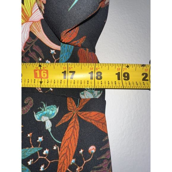 H&M Women’s Size 10 Floral Blouse Black Multicolor Long Sleeve Top Boho Print - Picture 7 of 8